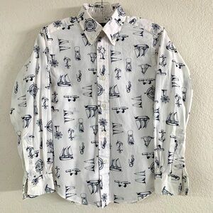 Brooks Brothers Boys nautical print button down sport shirt sz S